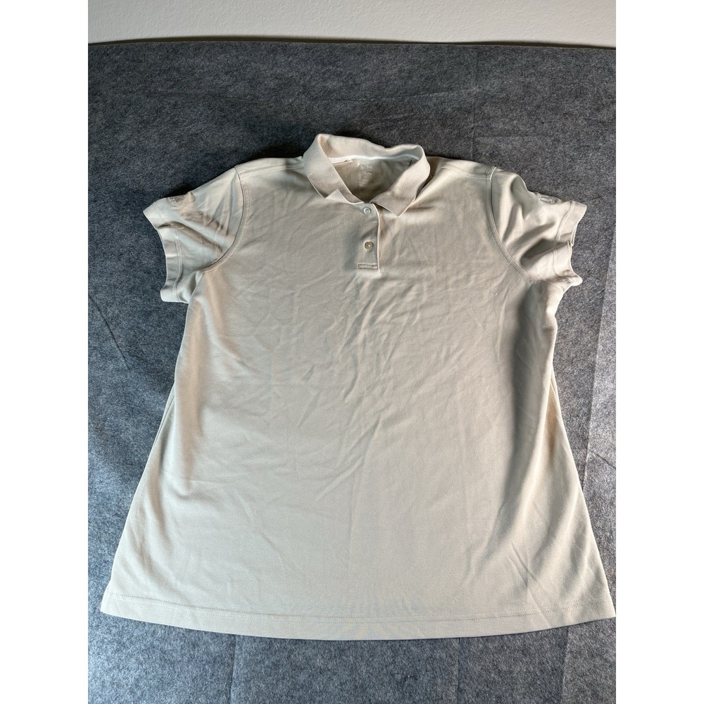 adidas women golf polo shirt clima lite cotton tan size 2XL